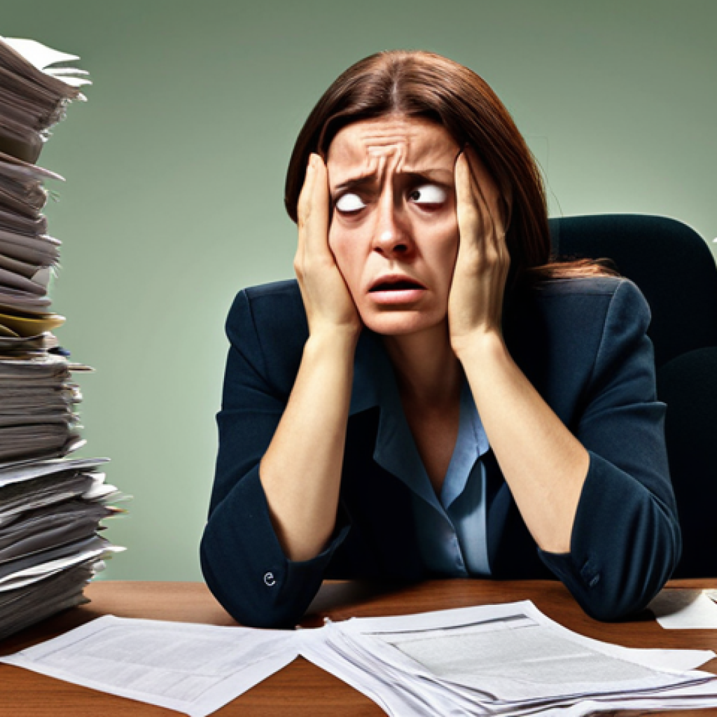 **

"A frustrated woman (Maria) overwhelmed by paperwork and bureaucratic forms, sitting at a desk piled high with documents. Desaturated colors, a sense of hopelessness and abandonment. Emphasize the complexity and difficulty of navigating the Italian bureaucratic system for crime victim funds."

**