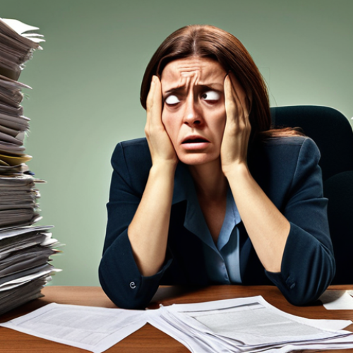 Home 11 **
"A frustrated woman (Maria) overwhelmed by paperwork and bureaucratic forms, sitting at a desk piled high with documents. Desaturated colors, a sense of hopelessness and abandonment. Emphasize the complexity and difficulty of navigating the Italian bureaucratic system for crime victim funds."
**